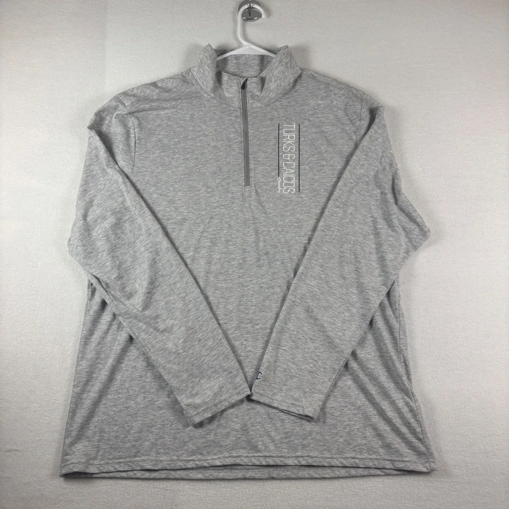Champion‎ Turks & Caicos Quarter Zip Pullover Mens 2XL Gray Heather Long Sleeve